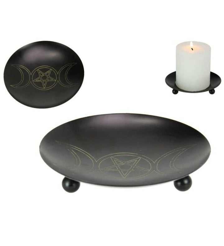 Triple Moon Plate Candle Holder