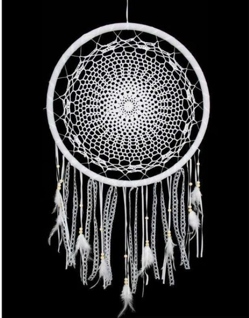 White Crochet Dreamcatcher large
